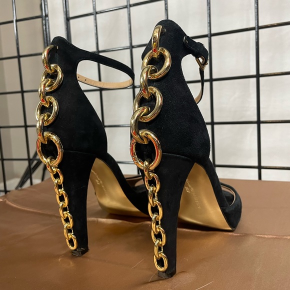 🚚 MOVING SALE Diane Von Furstenberg Sofia Black Suede Chain Heels by DVF - Picture 11 of 15